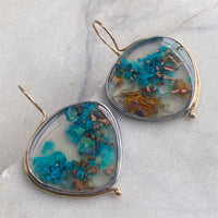 Chrysocolla in Quartz with Native Copper Earrings